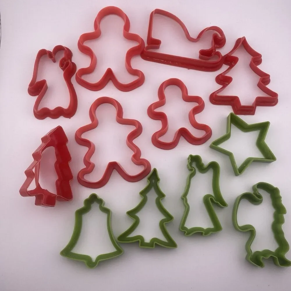 Lot of 12 Christmas Holiday Plastic Cookie Cutters